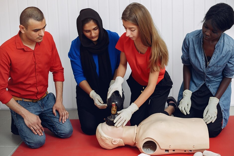 What does first aid course involve?